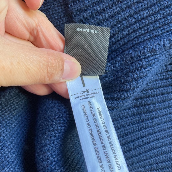 Grandpa Slouchy Cardigan Sweater John Bartlett Navy Blue Cotton  Patched Elbows - Picture 13 of 15